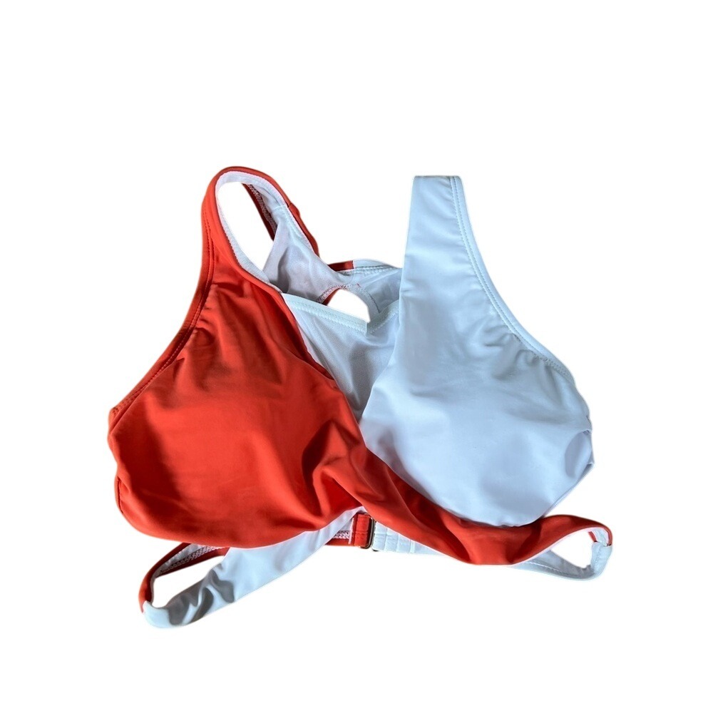 NWT Meet.Curve‎ orange and white bikini top